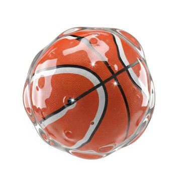 Abstract artistic depiction of a spherical object with dynamic color patterns isolated on transparent background