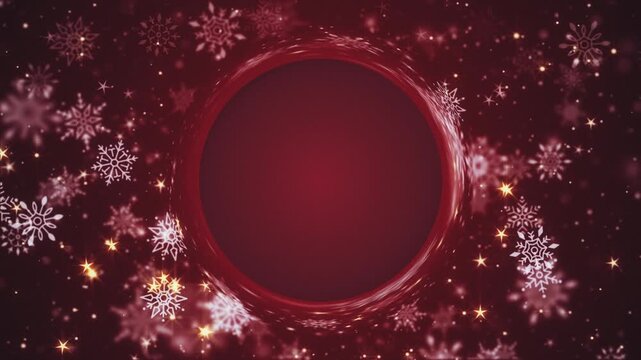 Festive Christmas background with falling snowflakes, sparkling golden stars and glittering particles. Full HD and looping animation with copy space. Ideal for holiday greetings and festive titles.