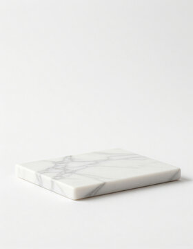 minimalist white marble display stand intricate grey veining set clean even white studio lighting backdrop
