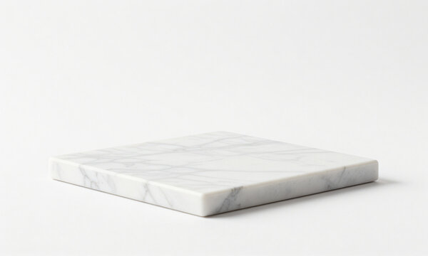 minimalist white marble display stand intricate grey veining set clean even white studio lighting backdrop