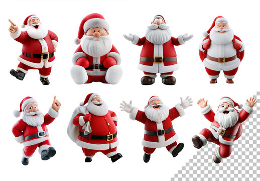 10 Isolated Cutout Santa Claus on White Clean background Mockup