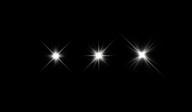 Glowing Sparkle Stars and Light Explosion Effects for Festive Design PNG
