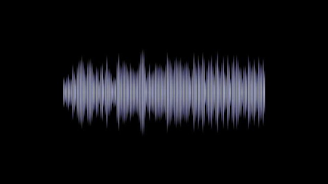 Minimal audio frequency bars forming a smooth rhythmic waveform, bright sound energy visualization, electronic music equalizer animation on black background full HD stock footage
