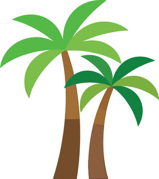 Two stylized palm trees isolated on a white background for tropical design
