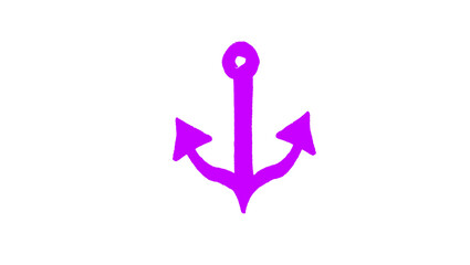 Purple anchor icon, featuring simple hand-drawn anchor symbol in vivid purple with clean white negative space, carefully composed as a clean high quality stock visual with balanced composition, clear  © Ahmad