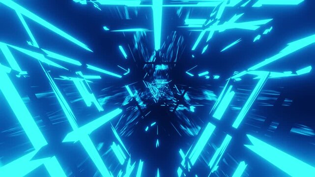 Sci fi blue with black starship neon triangle party VJ loop tunnel