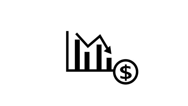 business graph with dollar sing isolate on cyan color background.