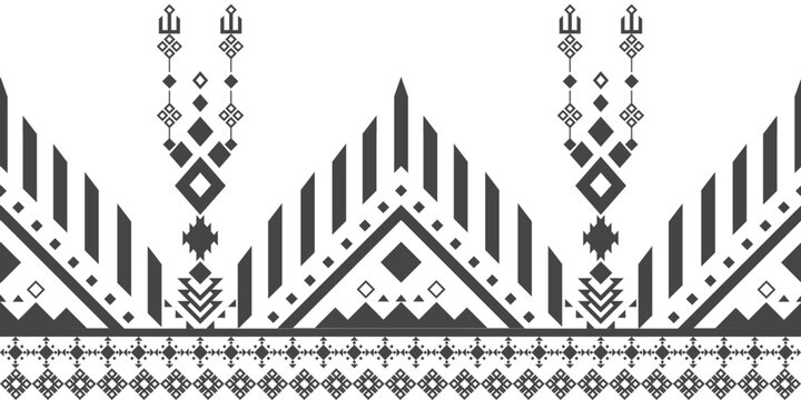 Traditional Geometric Border Pattern with Ethnic 