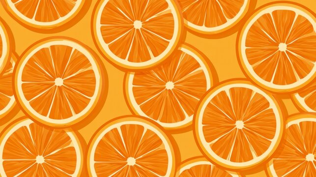 Seamless pattern of fresh orange slices flat illustration background