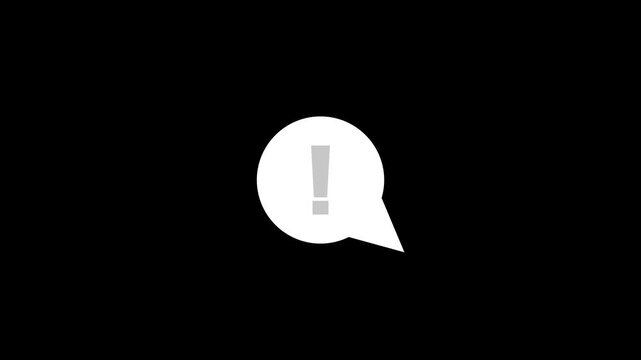Animated white exclamation mark inside a speech bubble icon for ui