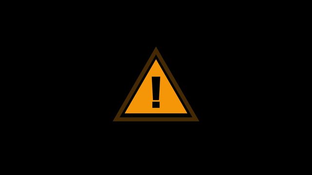 Animated yellow warning triangle icon with exclamation mark for safety alerts and hazard notifications