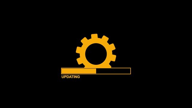 Digital gear icon loading bar animation for software updating