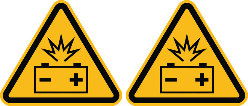 Warning sign for explosive batteries icon