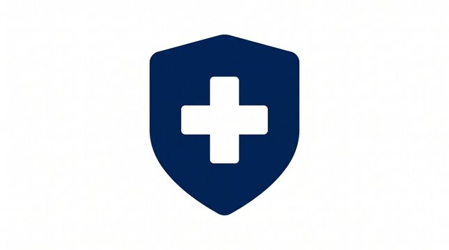 Medical Shield Icon with Cross Symbol for Health Insurance, Healthcare Protection, Safety, and First Aid Design