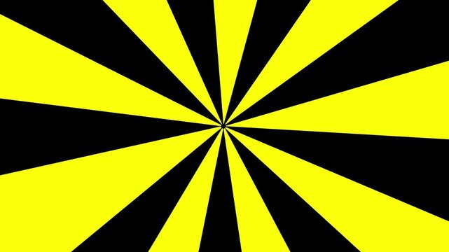 yellow and black sunburst ray animation video, retro sunburst background, Radial rising sunburst motion background. Abstract sunray radiating light rays vector.