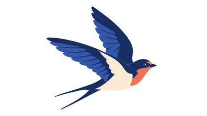 Fototapeta premium Swallow bird flying with spread wings illustration