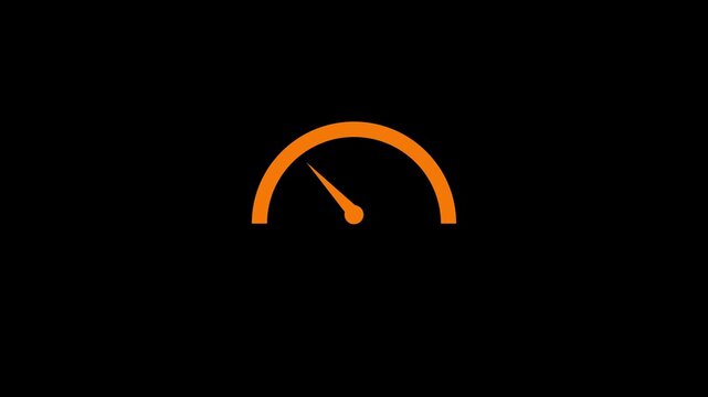 Orange speedometer gauge loading animation on black background