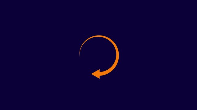 Orange loading circle icon spinning on a dark blue background, for user interface