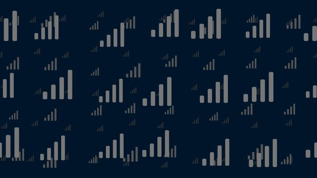 Signal bars symbols drift from left to right in three parallax layers, scattered at random. Seamless looped 4k animation on dark blue background