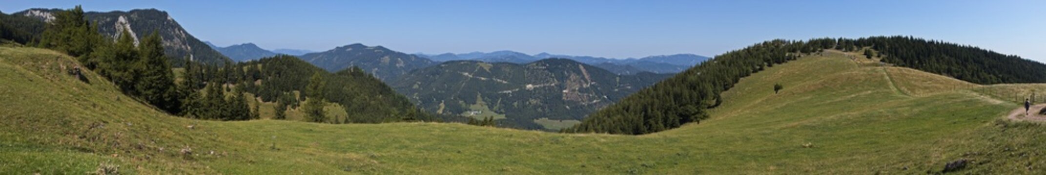 Panoramic view from the hiking track over Fadensattel at Puchberg am Schneeberg in Lower Austria,Austria,Europe
