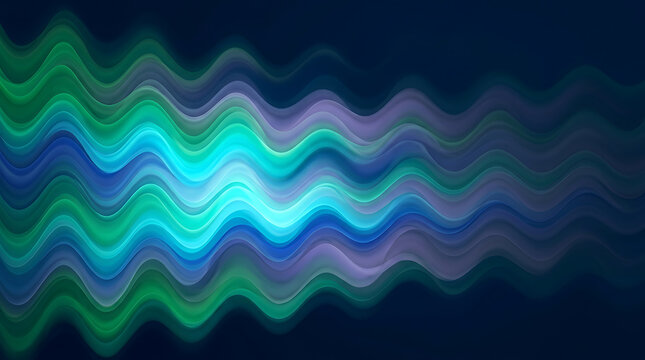 Abstract blue and green flowing liquid ripples isolated on a dark
