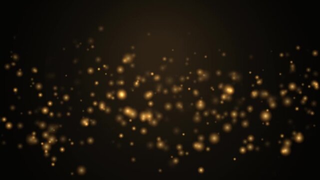 Floating Golden Particle Bokeh Background with Soft Glowing Light Orbs and Cinematic Dark Atmosphere