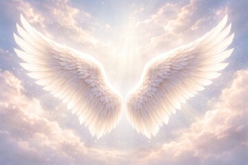 Obraz premium Heavenly angel wings in radiant sky