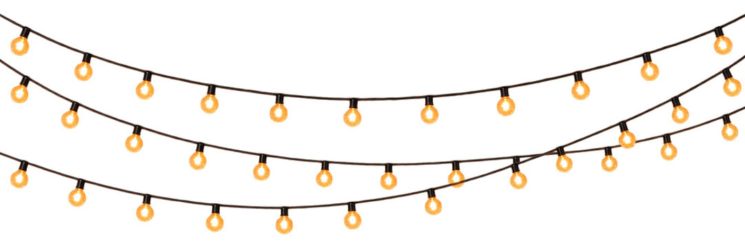 Warm White String Lights for Holiday Events and Decoration on a isolated transparent background
