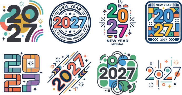 Creative 2027 New Year Number Collection with Festive Typography Designs