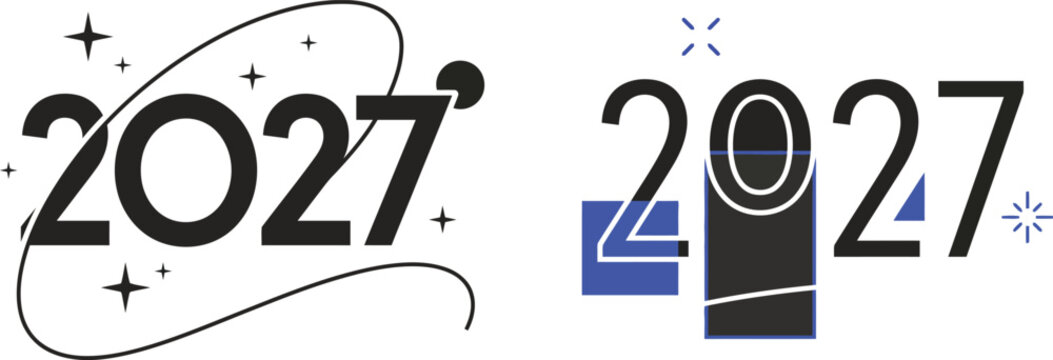 Minimal 2027 New Year Typography with Elegant Abstract Line Art Design