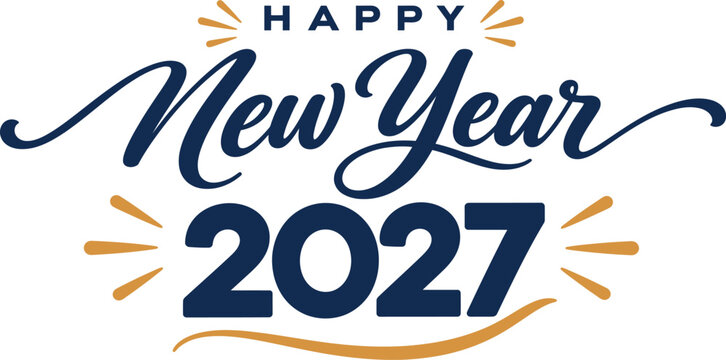 Happy New Year 2027 Elegant Calligraphy Typography Celebration Design