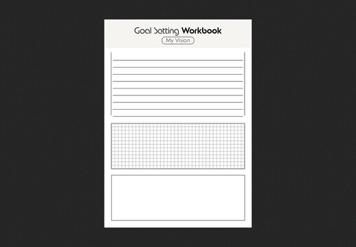 Goal Setting Workbook Notes and Grid Page Editable InDesign Planner Template