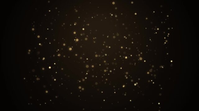 Golden Bokeh Particles Floating on Dark Background Luxury Motion Graphics Overlay For Celebration