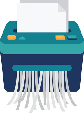 Office paper shredder destroying documents vector illustration with shredder shredded document