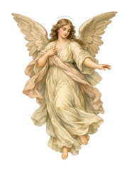Obraz premium PNG Elegant vintage angel illustration with flowing golden robes