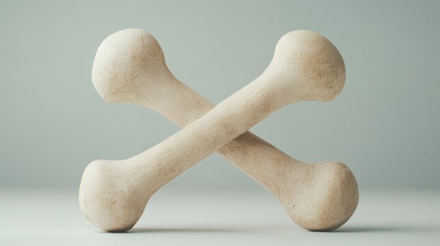 Two light-beige dog bones are artfully crossed, creating a simple yet visually appealing image