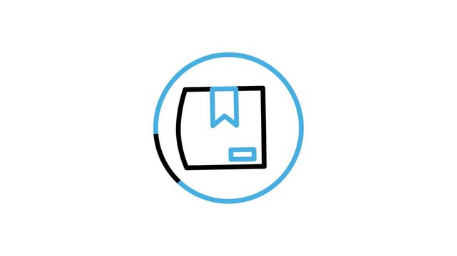 Package box icon animation. Animated cardboard, product, parcel, gift, container video loops for delivery, shipping, shipment, packing, distribution. Motion graphics with alpha channel