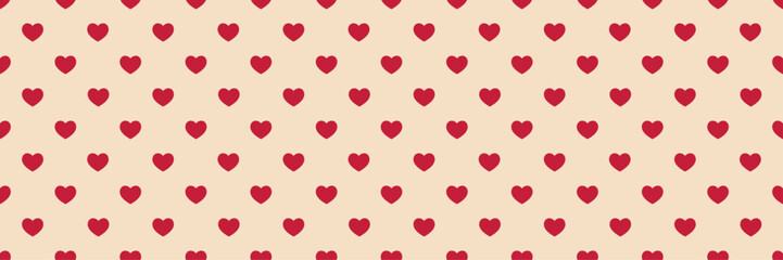 Obraz premium Candy cane heart pattern, red hearts scattered on cream christmas seamless background