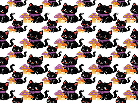 seamless pattern with cats