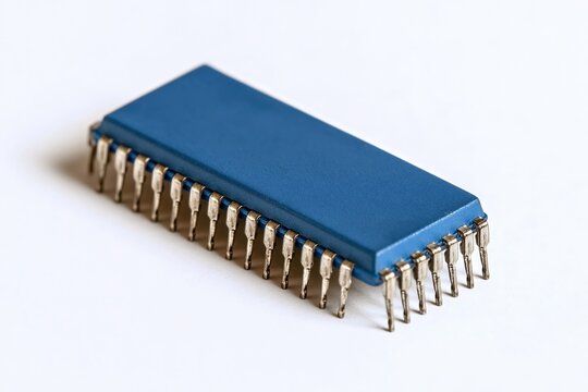 Blue Integrated Circuit with Metal Pins