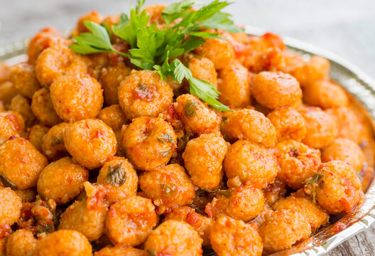 Traditional Delicious Turkish foods; bulgur garlic kofte (sarimsakli kofte)