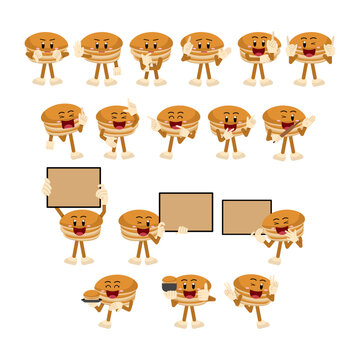 Set Of Pancake Food Character