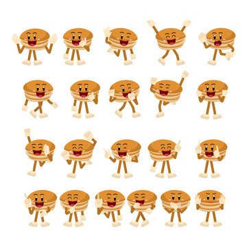 Set Of Pancake Food Character