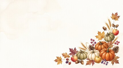 Fototapeta premium autumn background with leaves and pumpkins