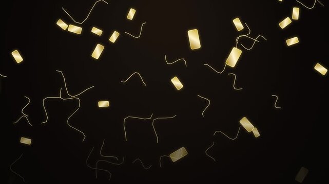 Gold Falling Confetti Animation Loop on Black Background Luxurious Celebration Motion Graphic Effect