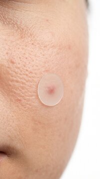 Translucent Hydrocolloid Micro Dart Skin Patch on Cheek