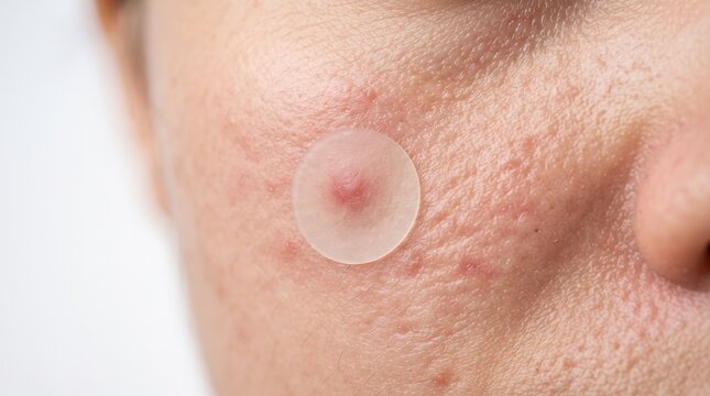 Translucent Hydrocolloid Micro Dart Skin Patch on Cheek