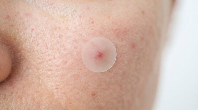 Translucent Hydrocolloid Micro Dart Skin Patch on Cheek