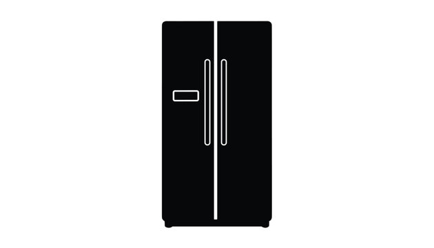Modern side by side double door refrigerator silhouette with water and ice dispenser panel, representing home kitchen appliances.
