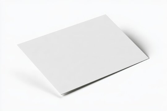Isolated white postcard mockup in a 3D style showing edge detail and texture